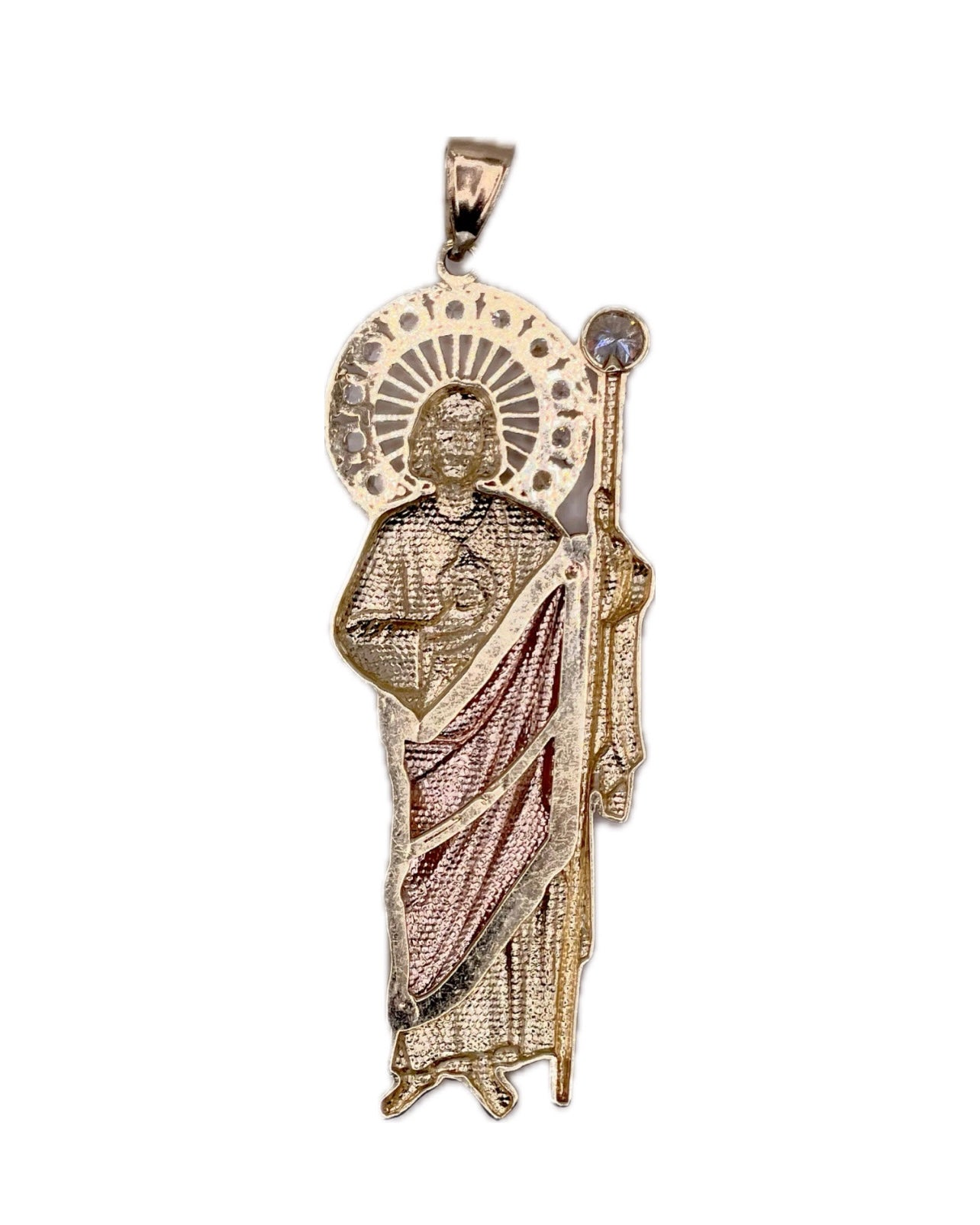 14K CZ Tri-Color San Judas Pendant