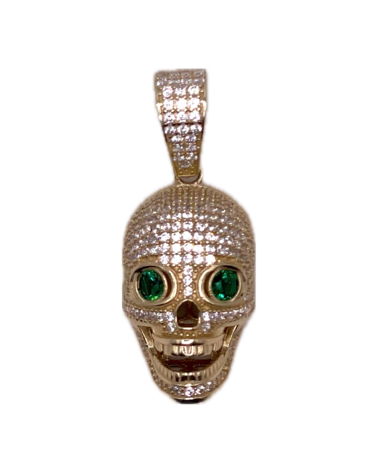 14K CZ Skull Pendant