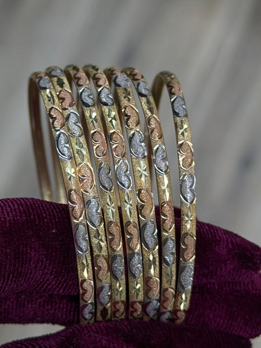 14k Heart Tri Color Semanario Bangle