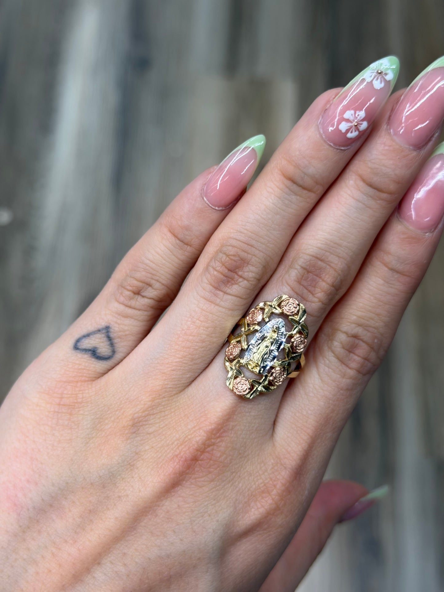 14K Tri-Color Virgen De Guadalupe Women Ring