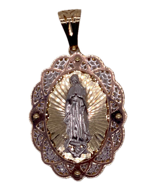 14K Tri-Color Virgen de Guadalupe Pendant