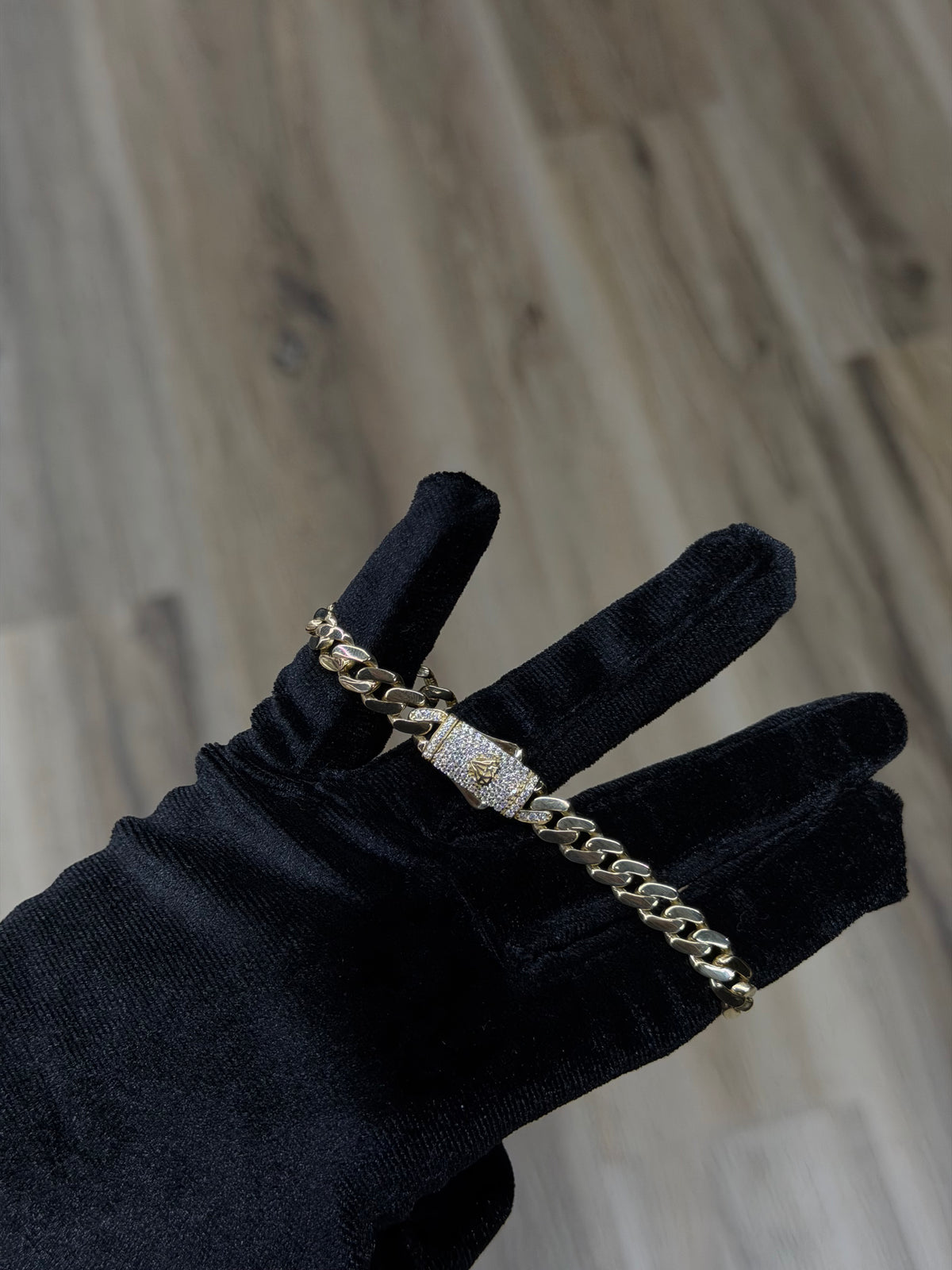 14K CZ Greek Key ID Cuban Bracelet