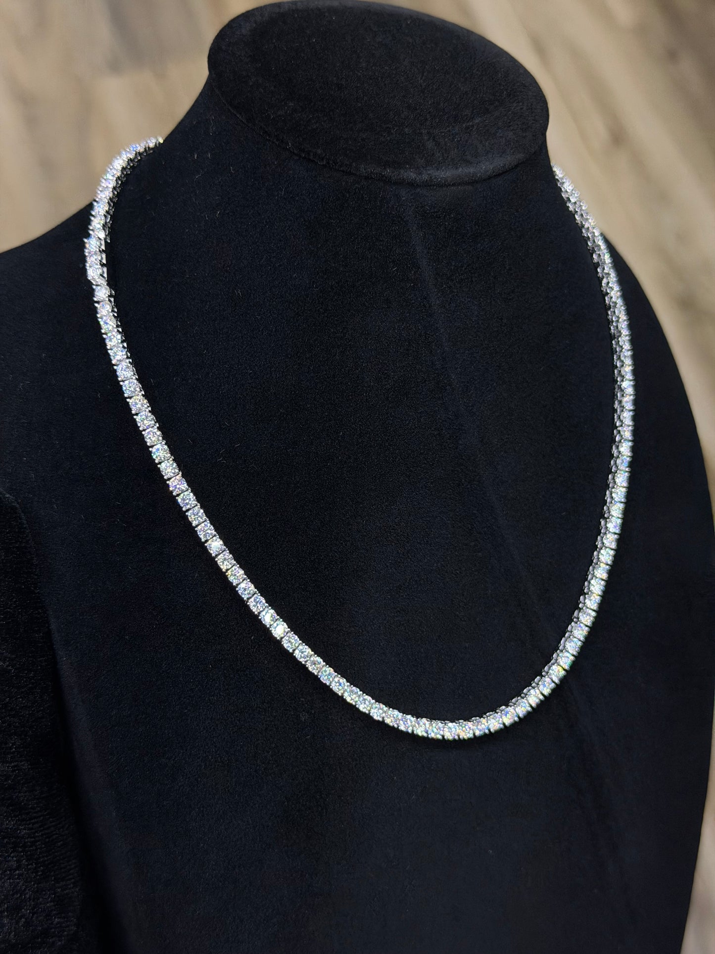16" 3mm Silver Moissanite Tennis Chain