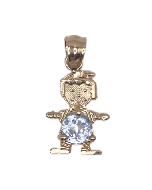 14K Baby Boy With CZ Birthstone Pendant