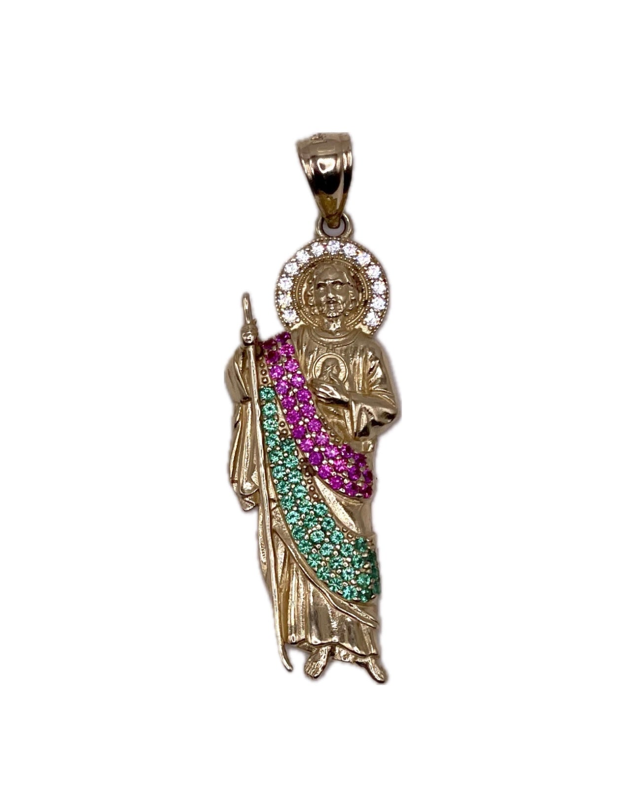 14K CZ 2D San Judas Pendant