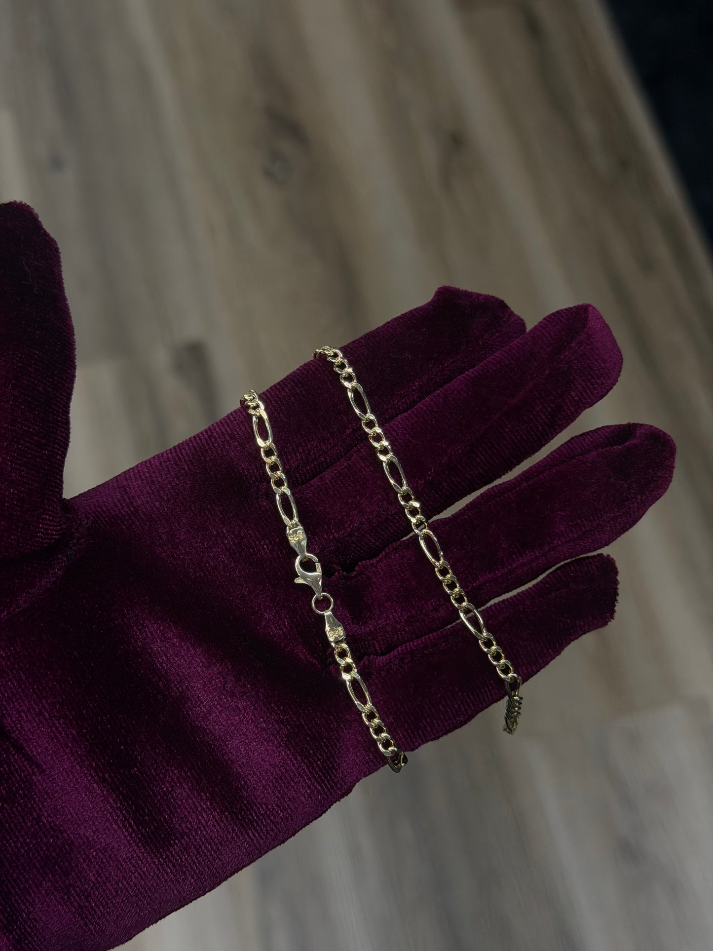 14K 3mm Hollow Figaro Bracelet