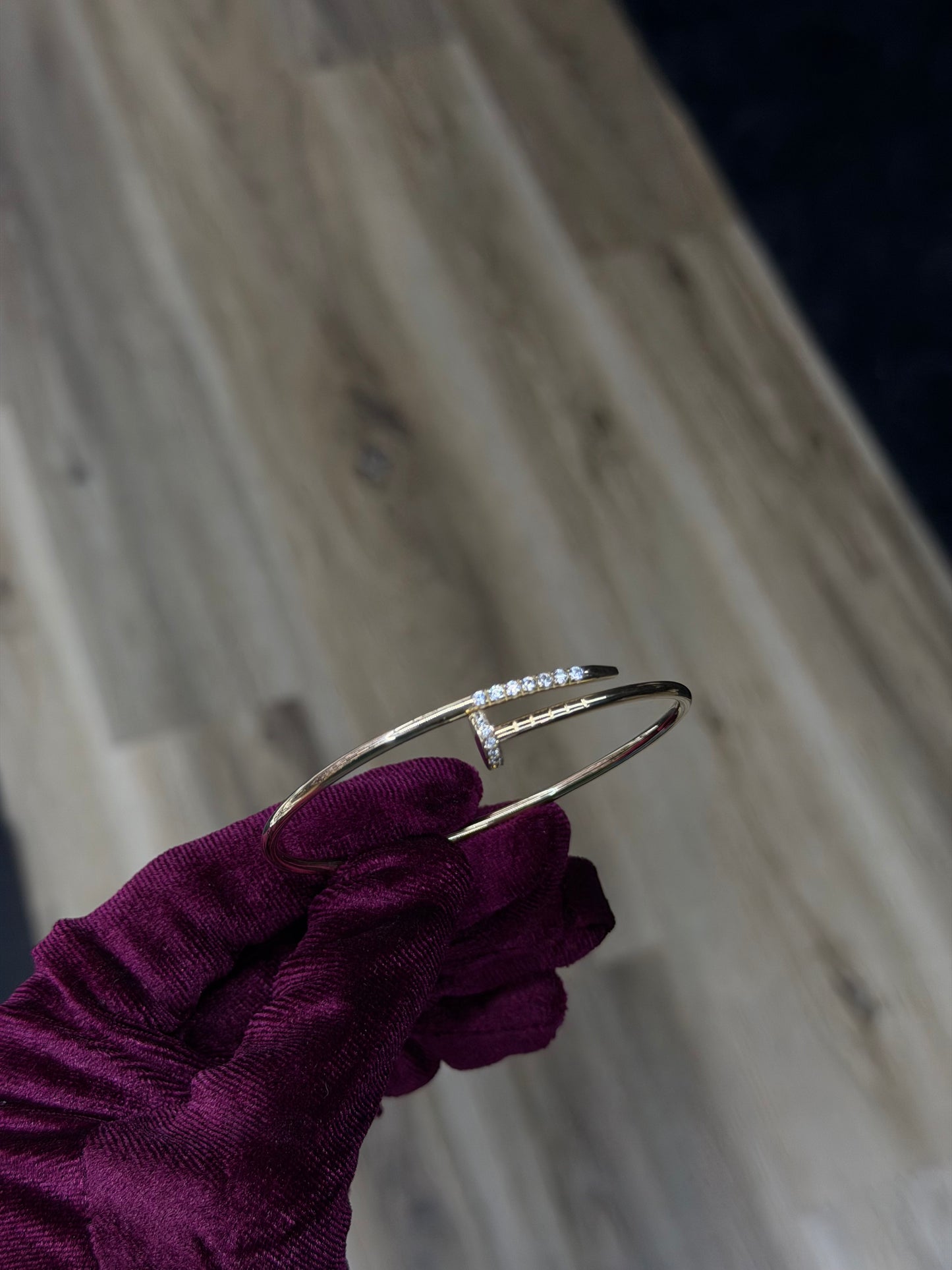 14K CZ Nail Bangle