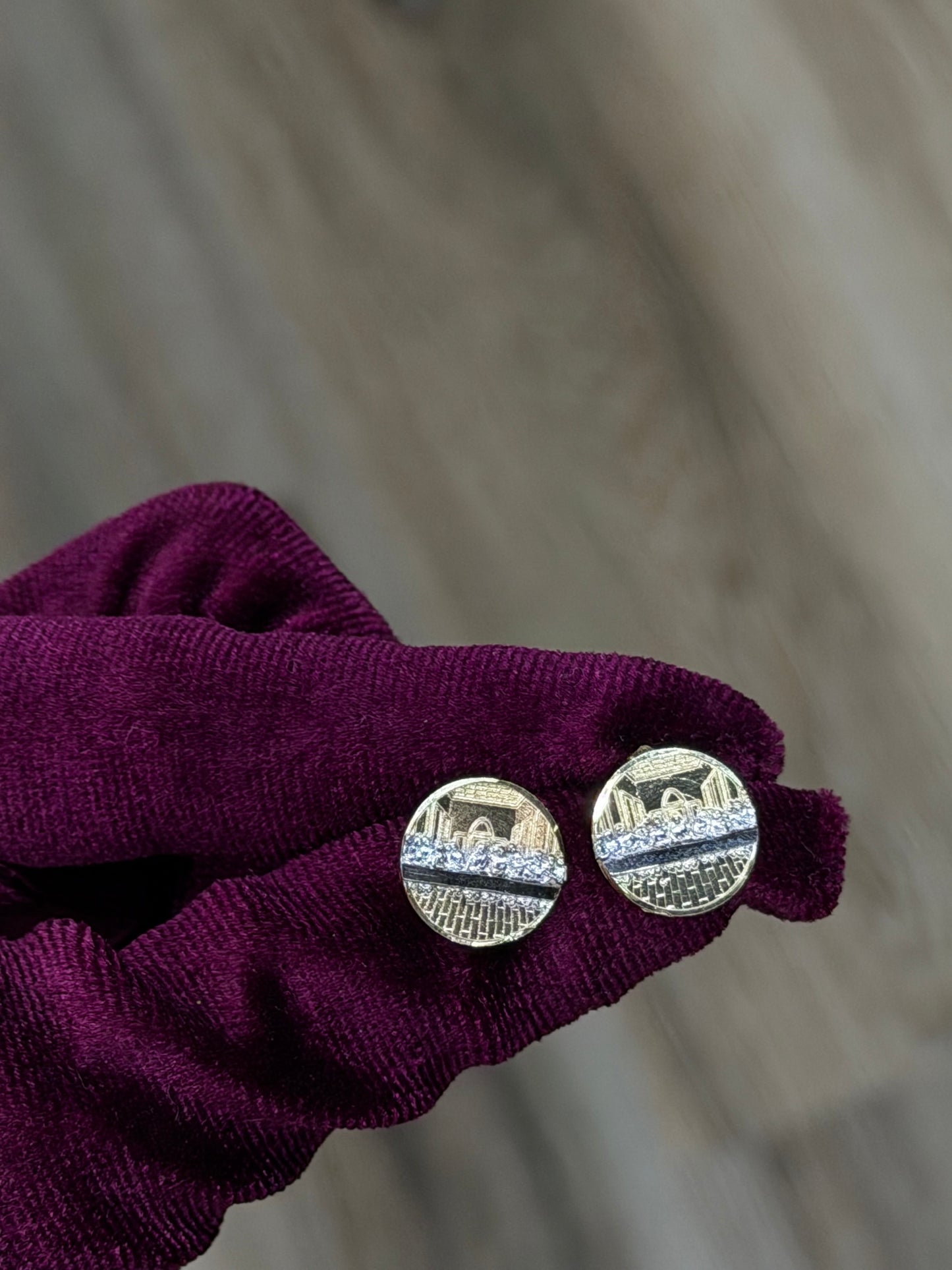 14K 13mm Round Two Tone Last Supper Earrings