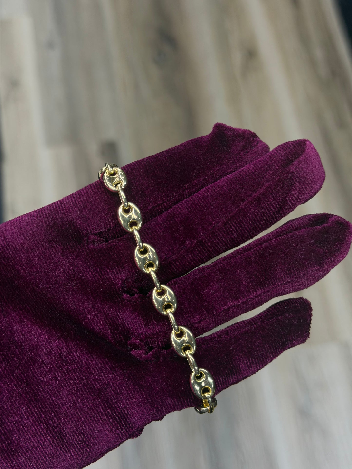 14K 7.5mm Mariner Puff Link Bracelet