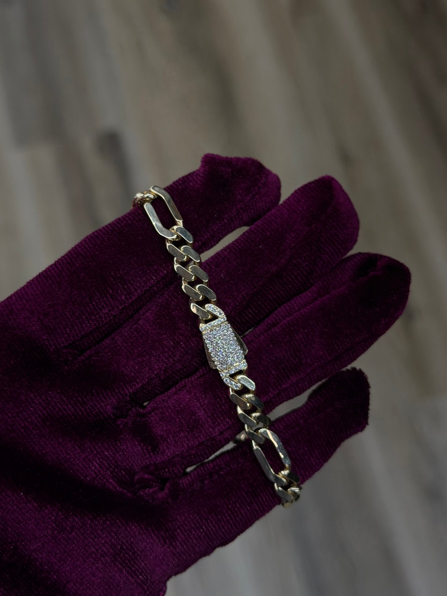 14K 7mm CZ Figaro Bracelet