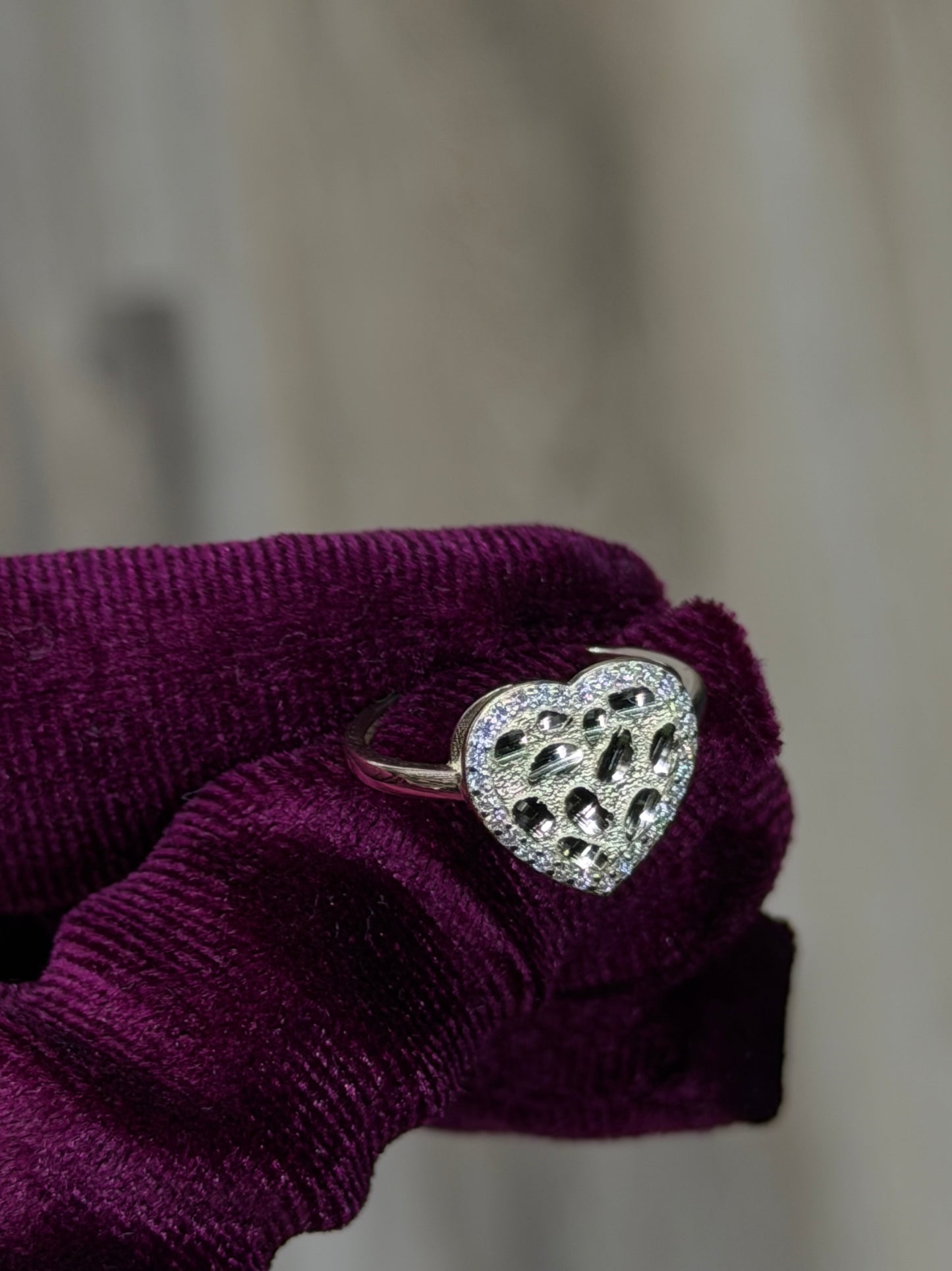 14K CZ Heart Nugget Women Ring