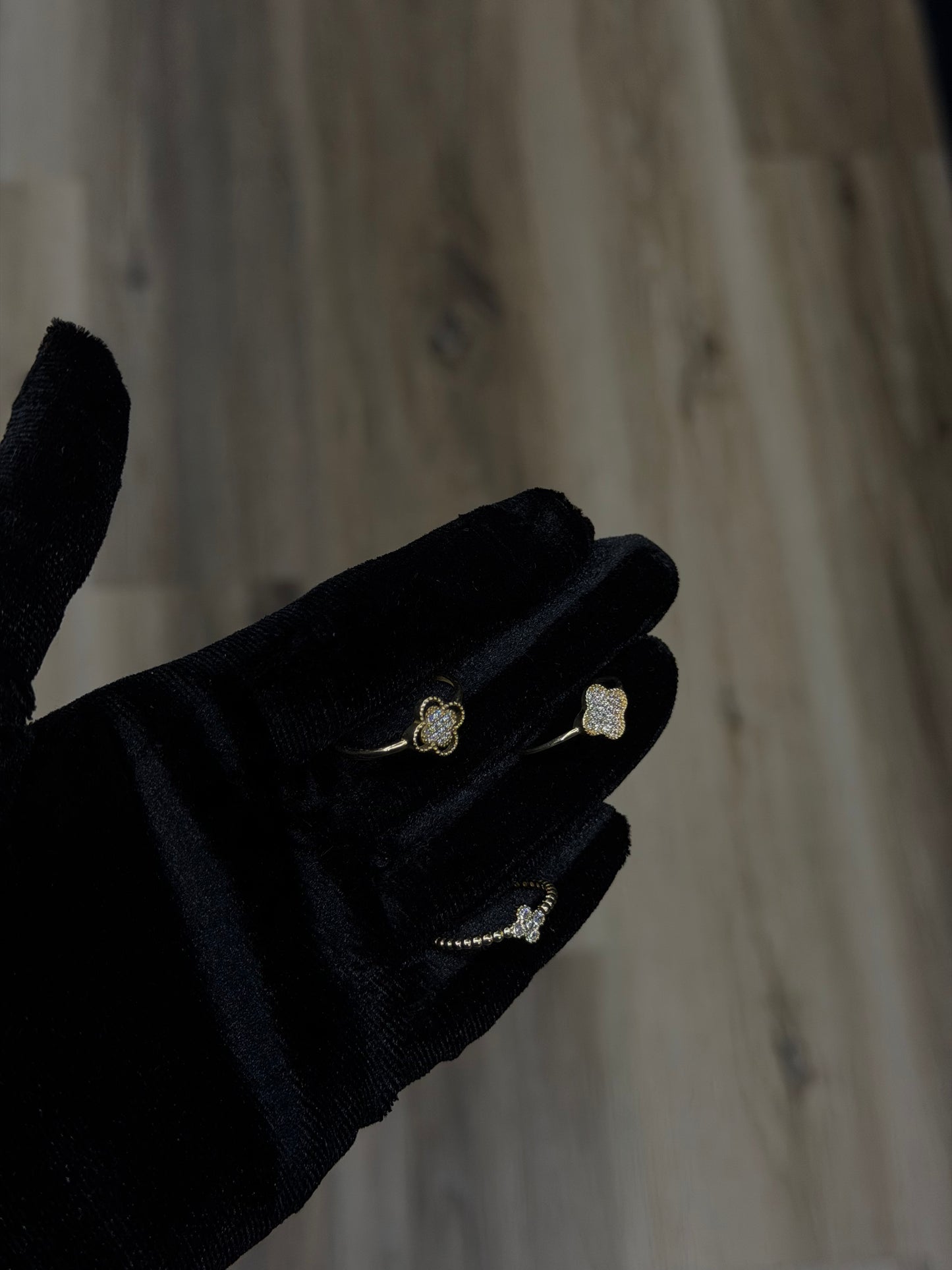 14K CZ Clover Women Ring