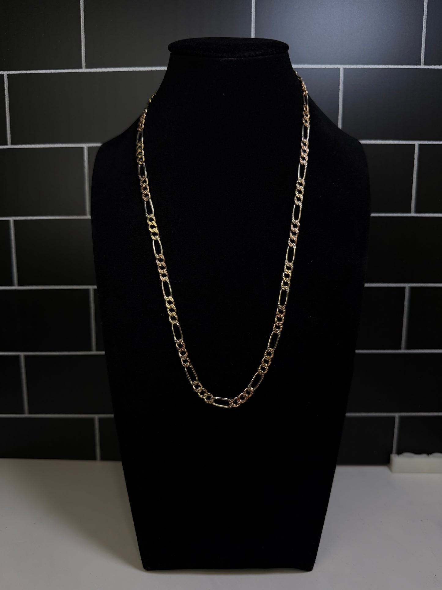 14K 20” Tri-Color Figaro Chain