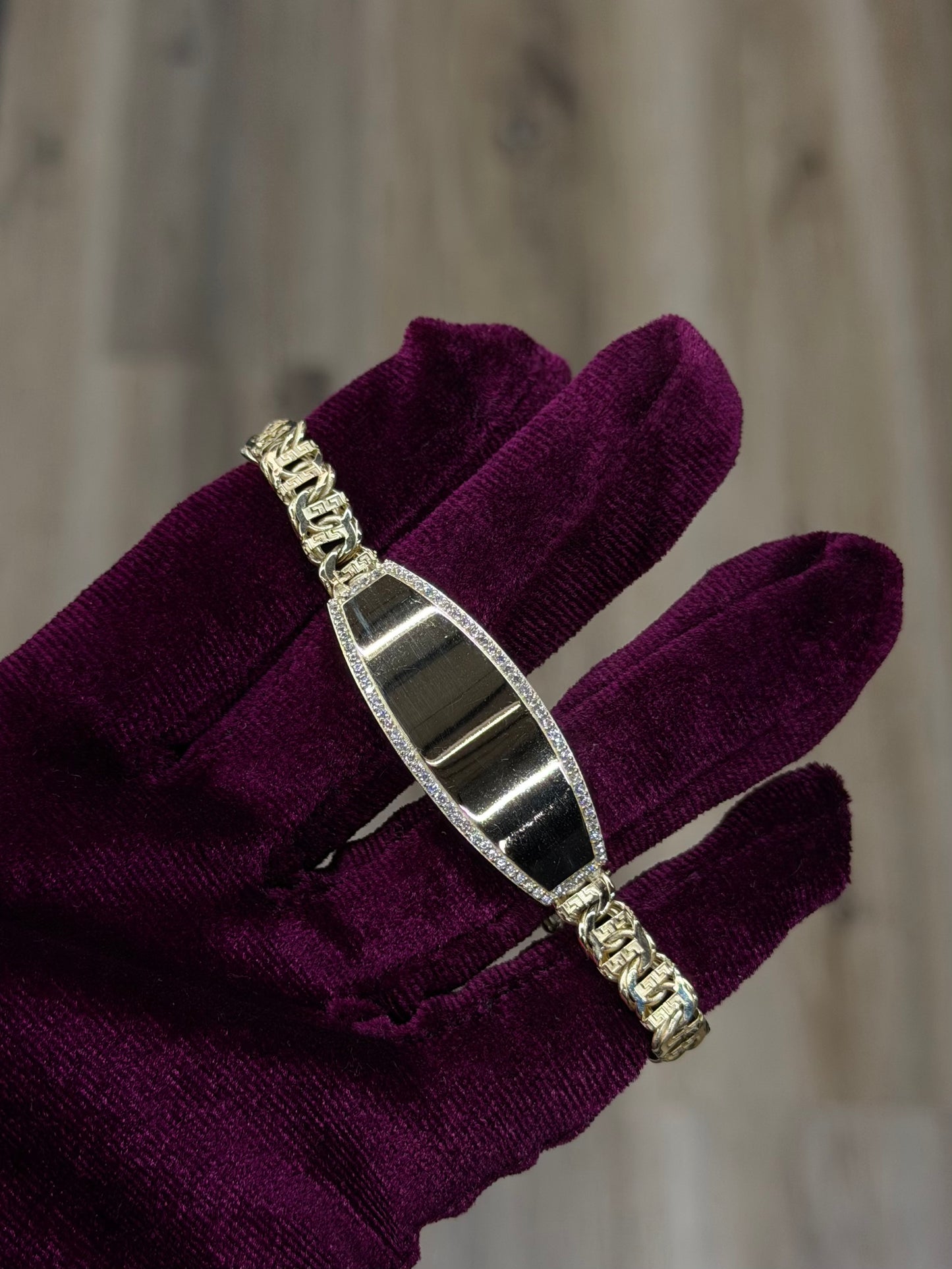 10K CZ Oval ID Chinolink Bracelet