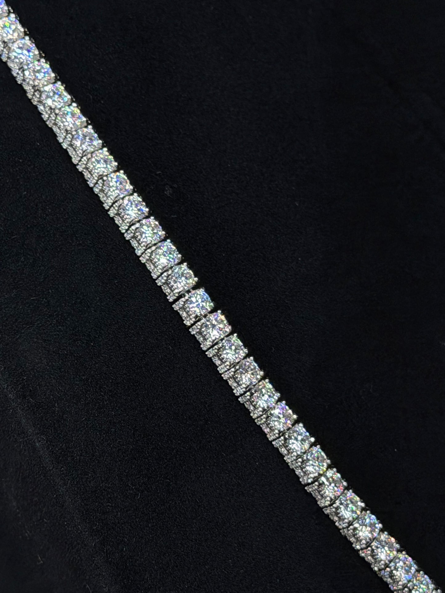22" 5.4mm Iced Out Moissanite Silver Tennis Chain