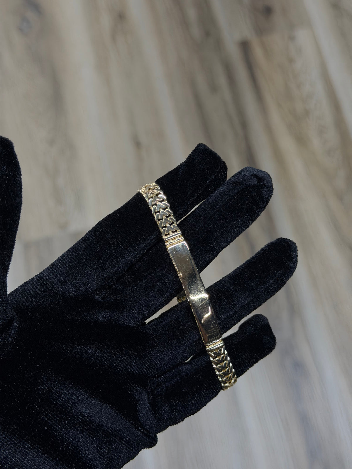 14K CZ Hollow Petatillo ID Bracelet