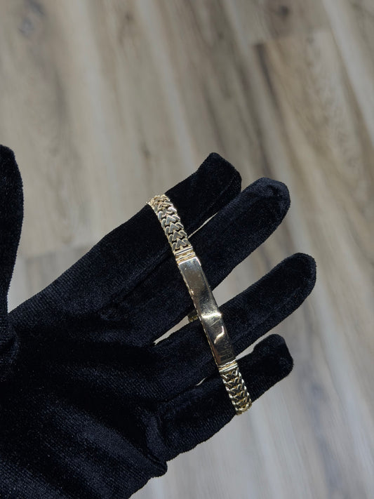 14K CZ Hollow Petatillo ID Bracelet