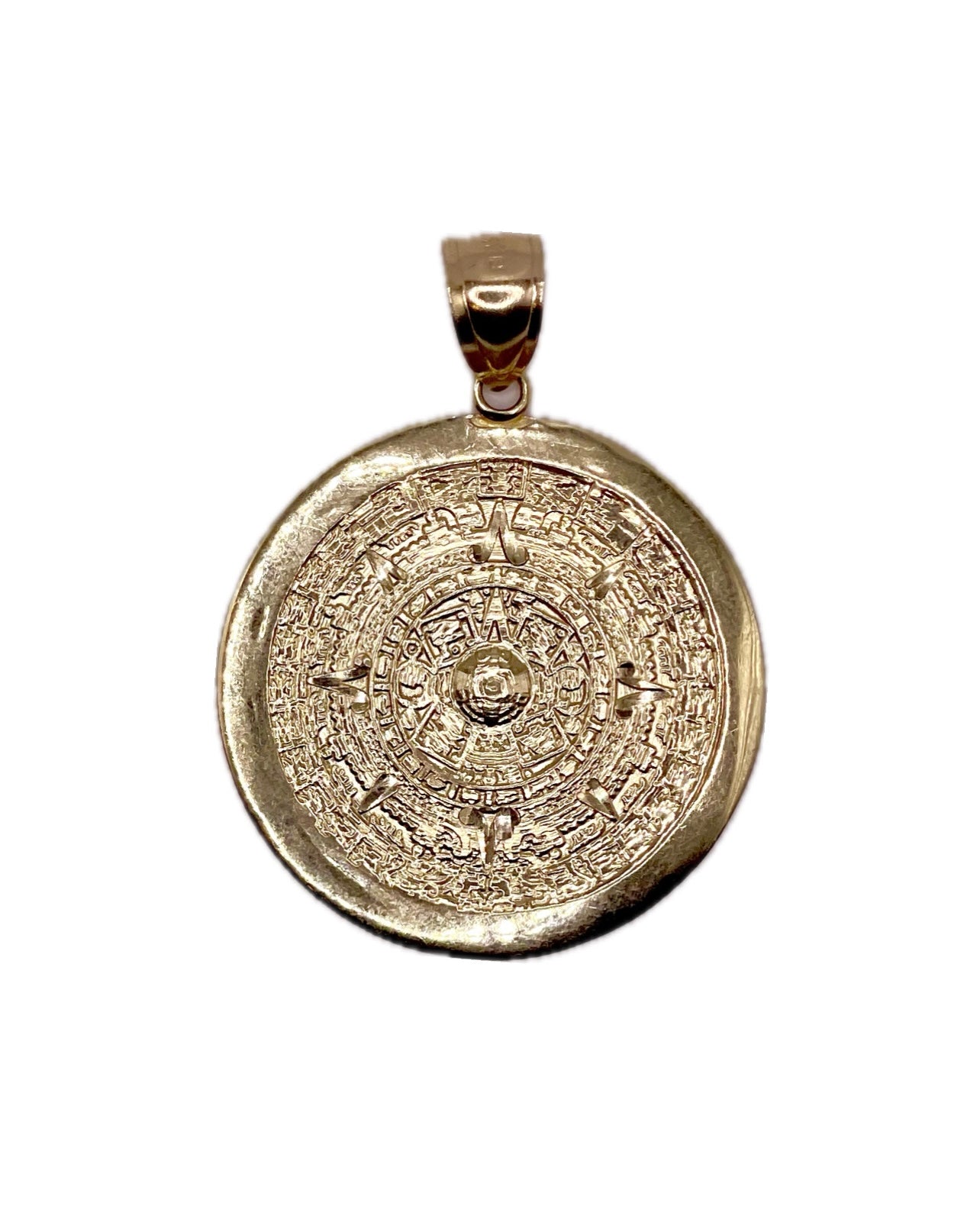 14K Aztec Calendar Pendant