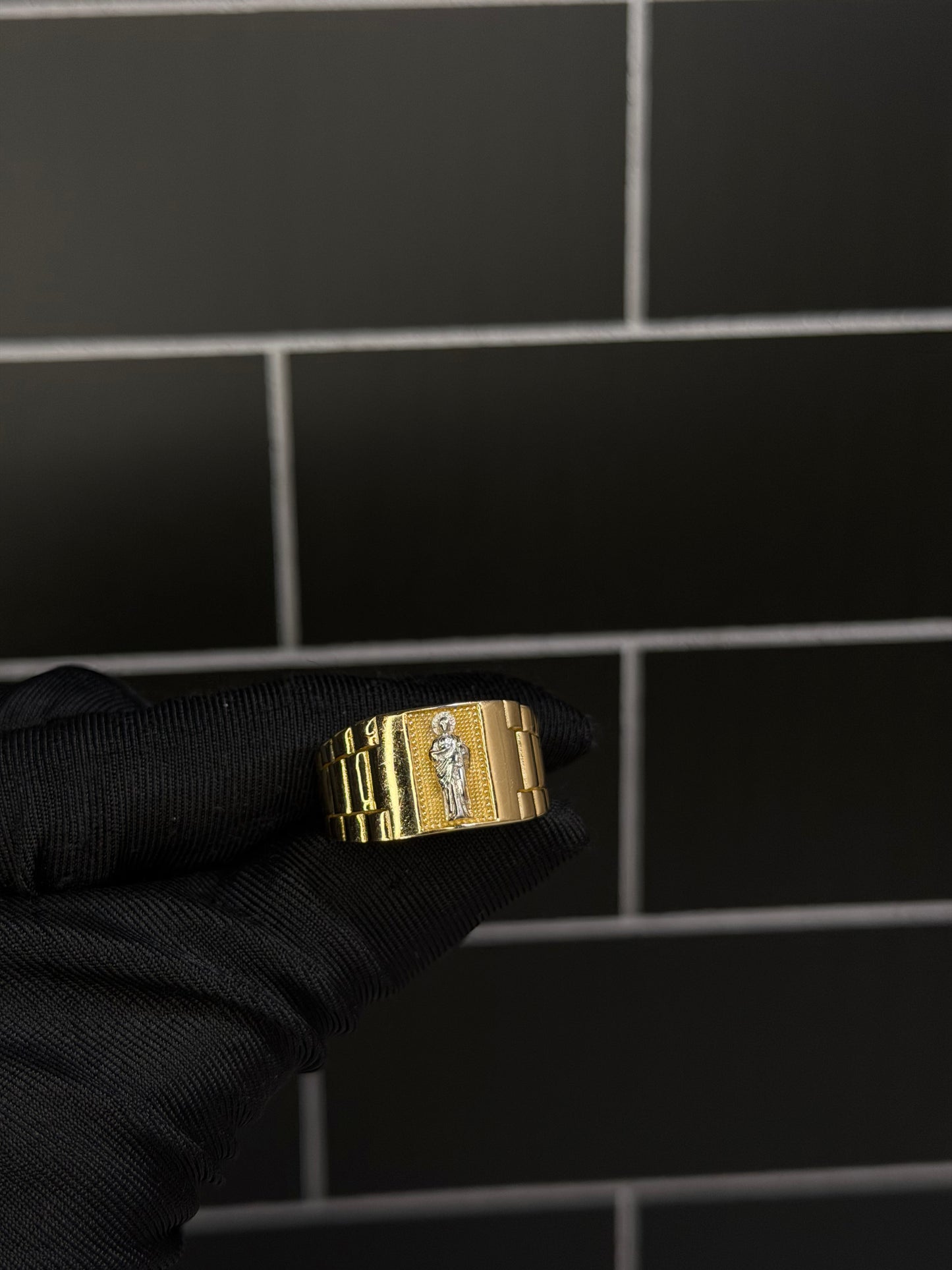 14K Two-Tone San Judas Men Ring