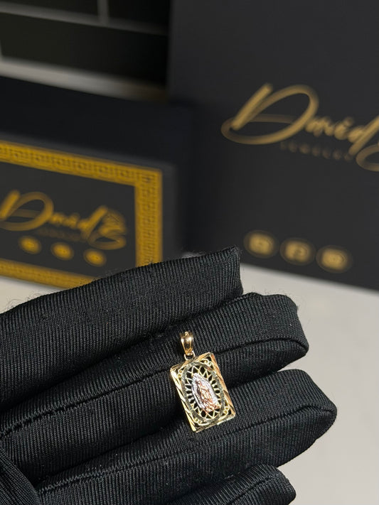 14K Rectangle Virgen De Guadalupe Pendant