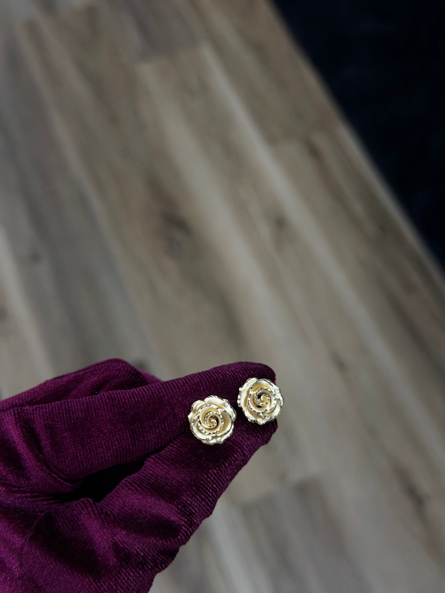 14K 12mm Rose Earrings