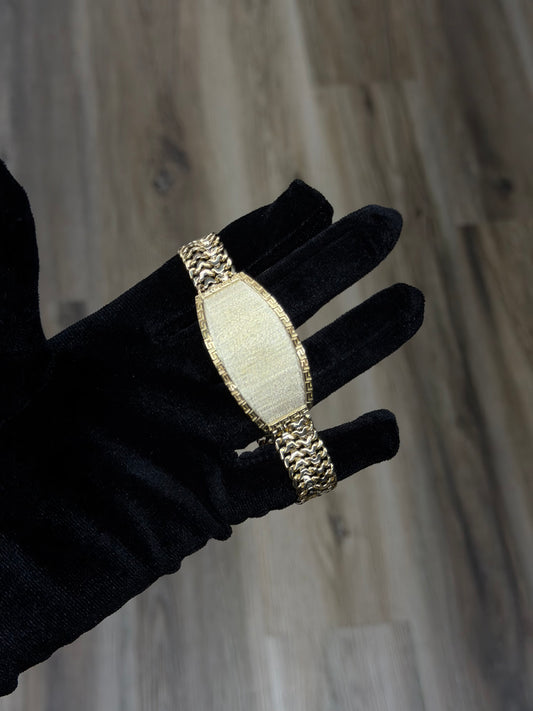 14K Greek Key Oval ID Petatillo Bracelet