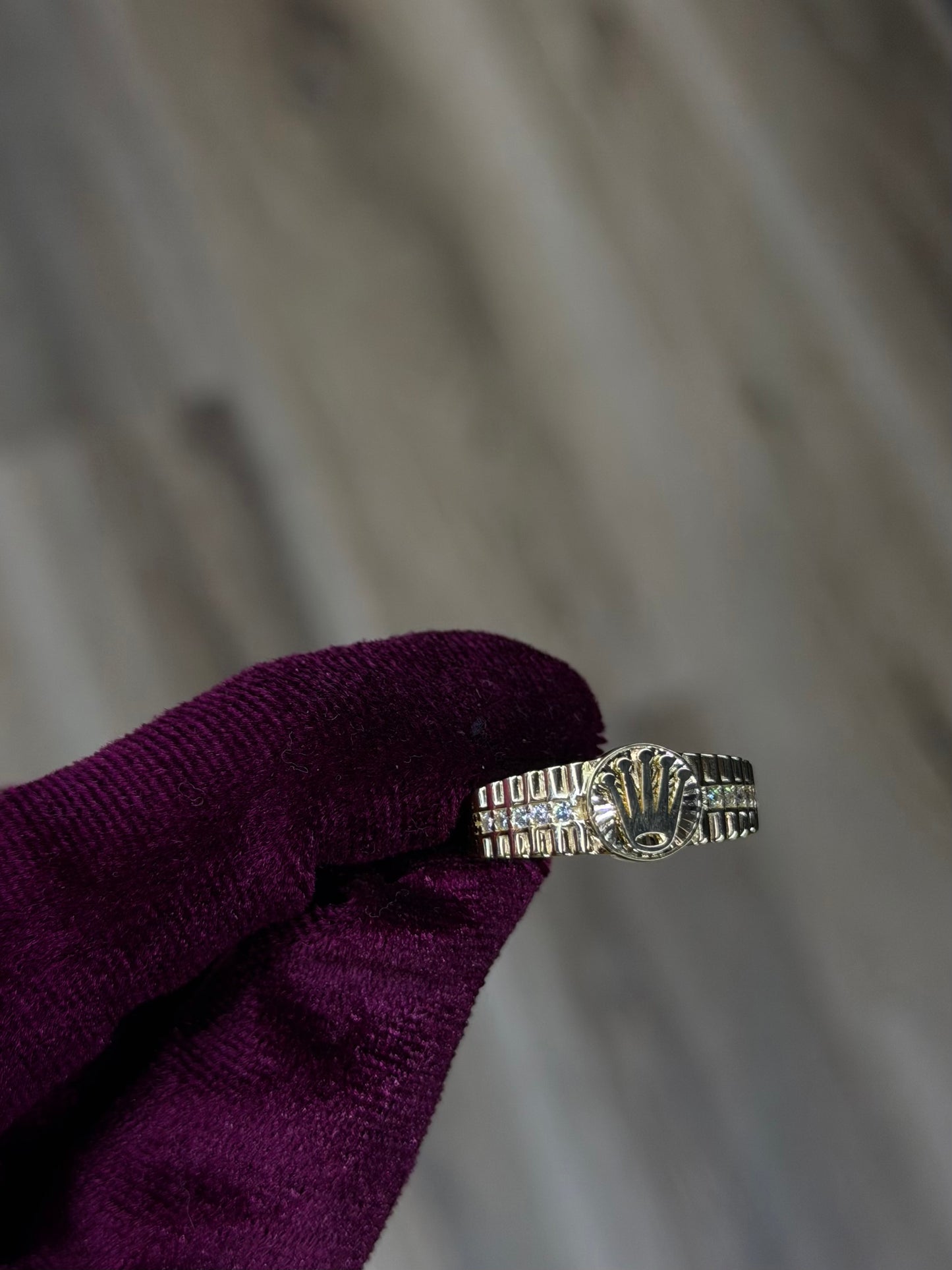 14K CZ Crown Band Men RIng