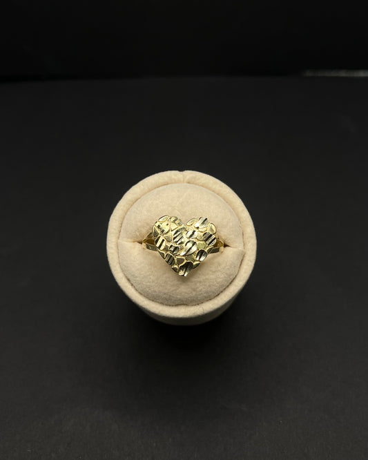 14K Large Heart Nugget Ring