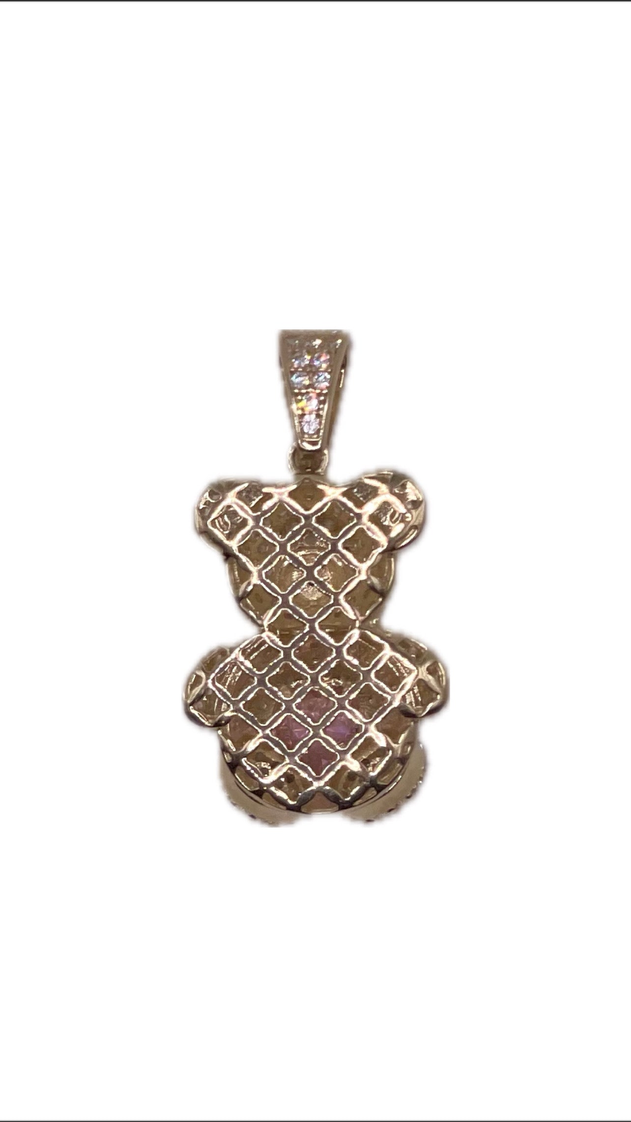 14K CZ Teddy Bear Pendant