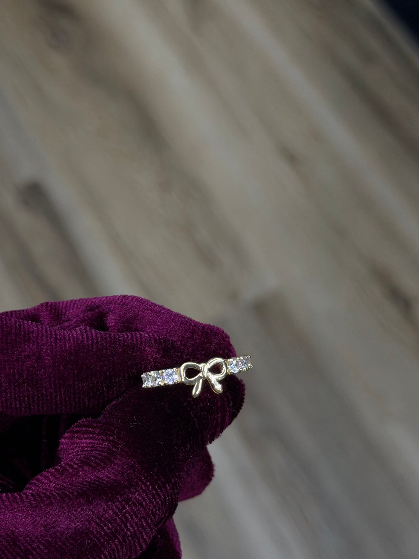 14K CZ Bow Women Ring