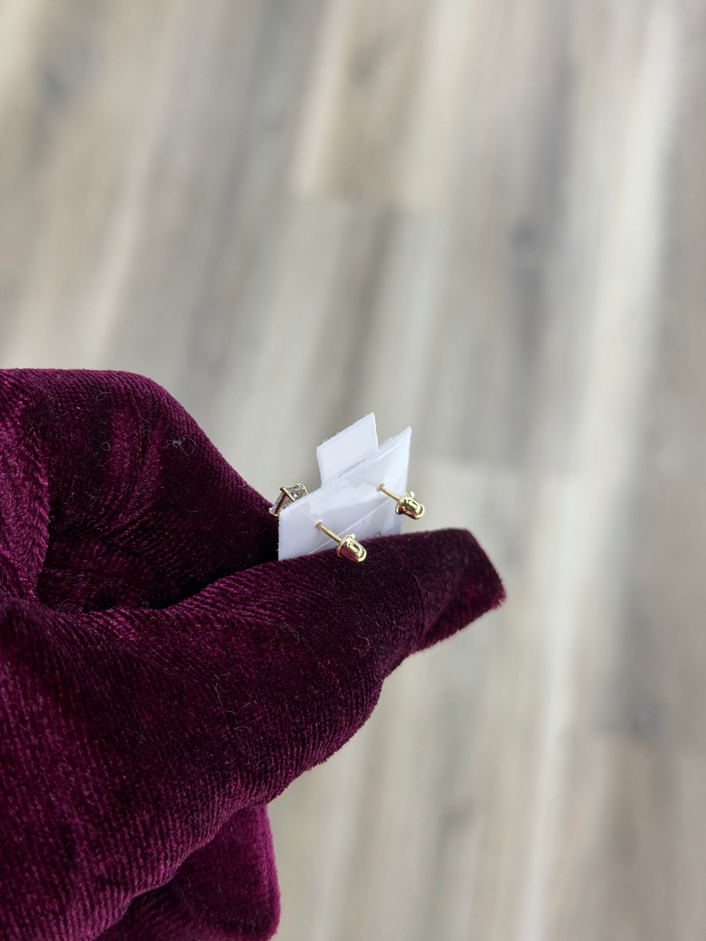 14k 4mm Square CZ Earrings
