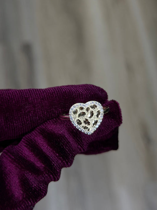 14K CZ Heart Nugget Women Ring