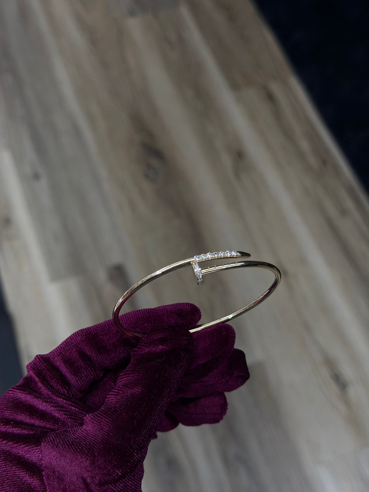 14K CZ Nail Bangle