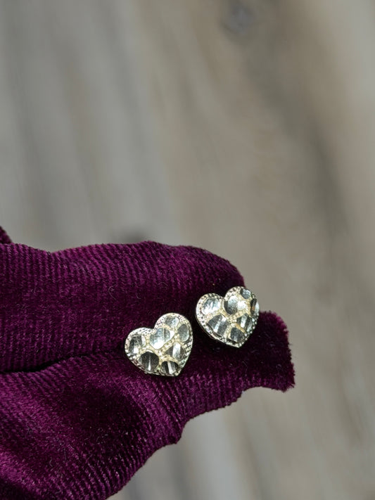 14K Small Heart Nugget Earrings (8mm)