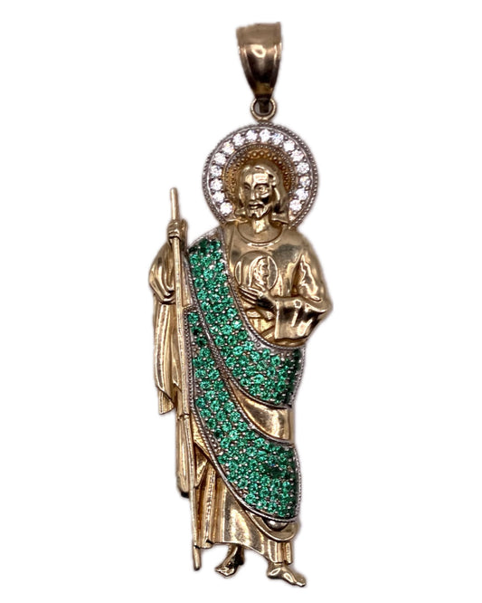 14K CZ 2D San Judas Tadeo Pendant