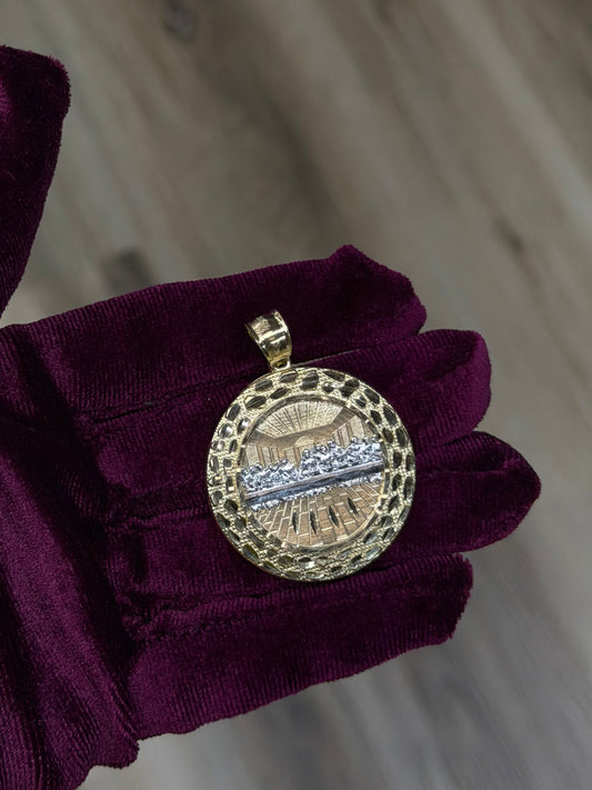 14K Round Two-Tone Nugget Last Supper Pendant