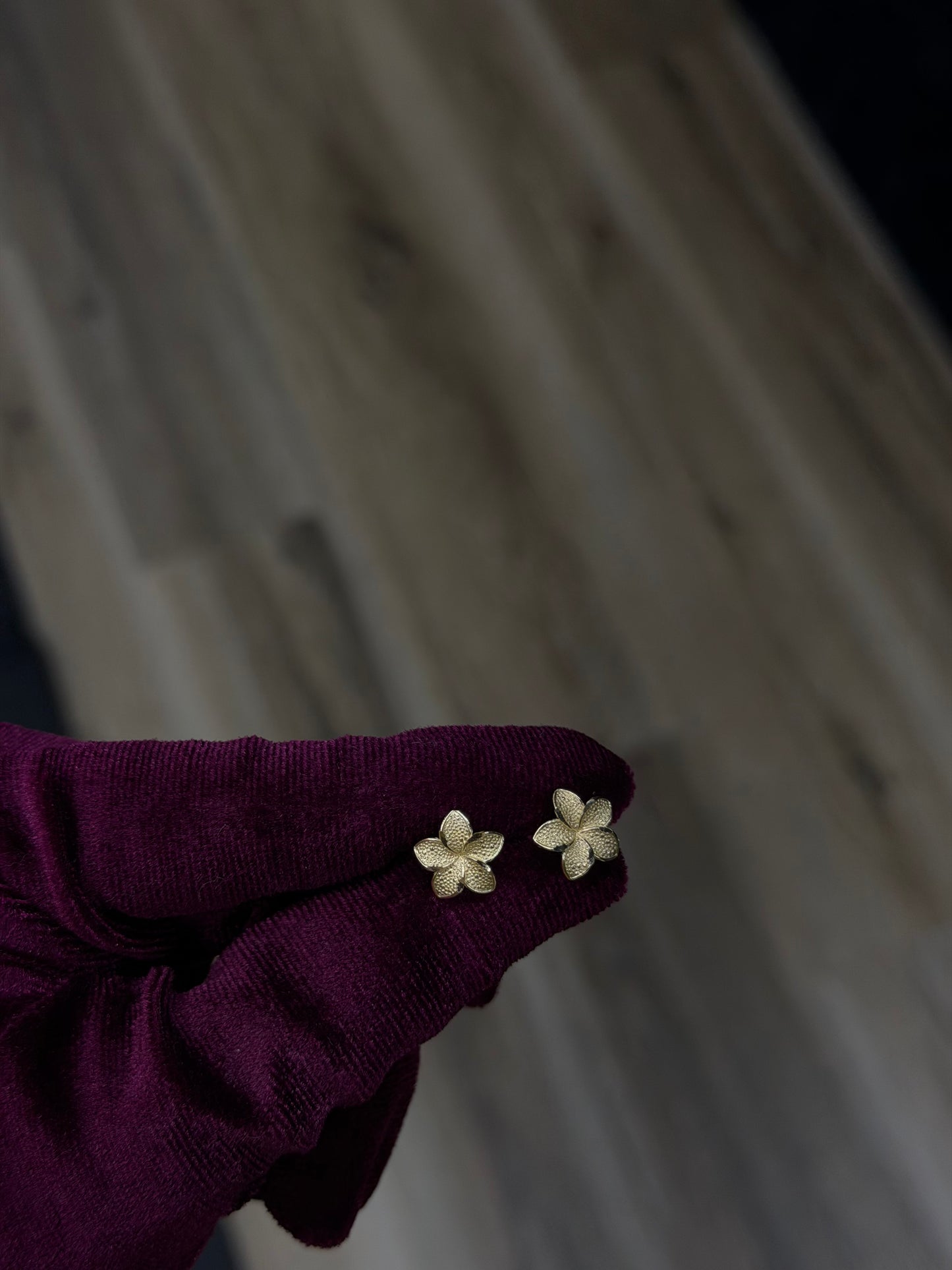 14K 10mm Hibiscus Earrings