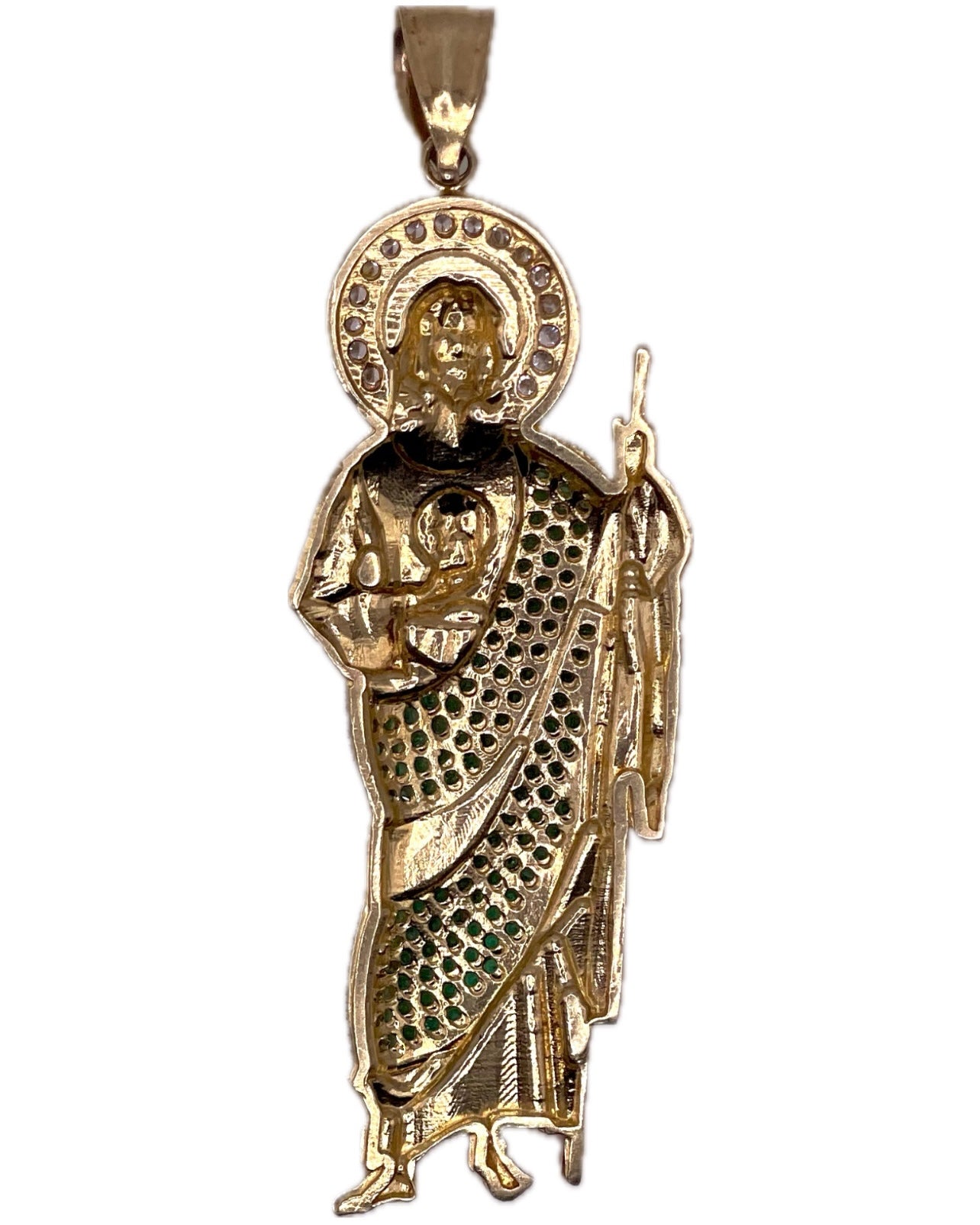 14K CZ 2D San Judas Tadeo Pendant