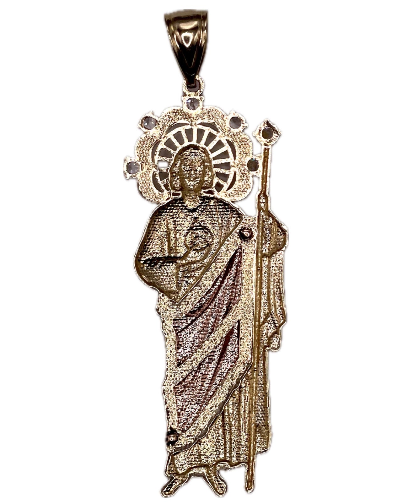 14K CZ Tri-Color San Judas Pendant