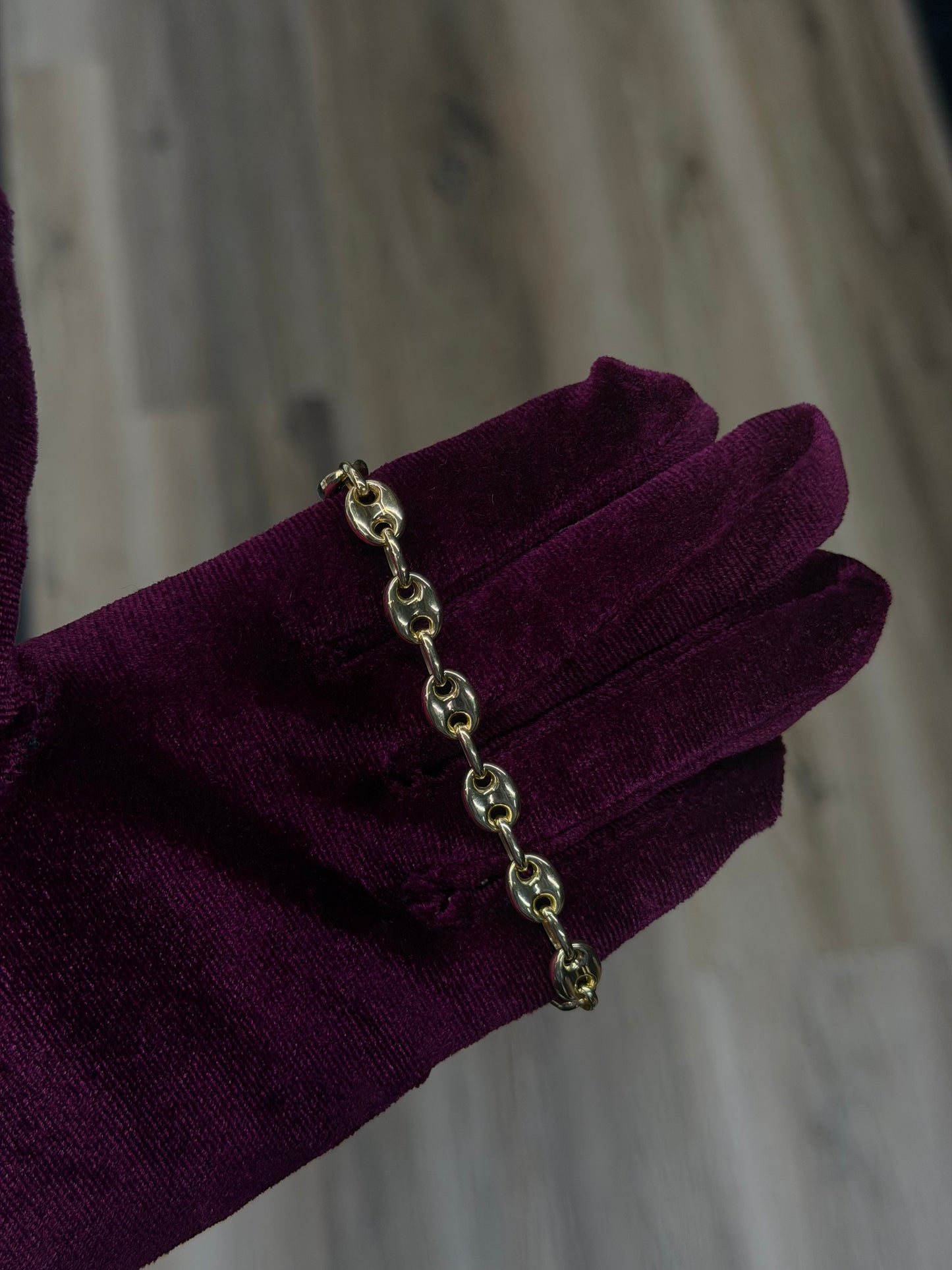 14K 7.5mm Mariner Puff Link Bracelet