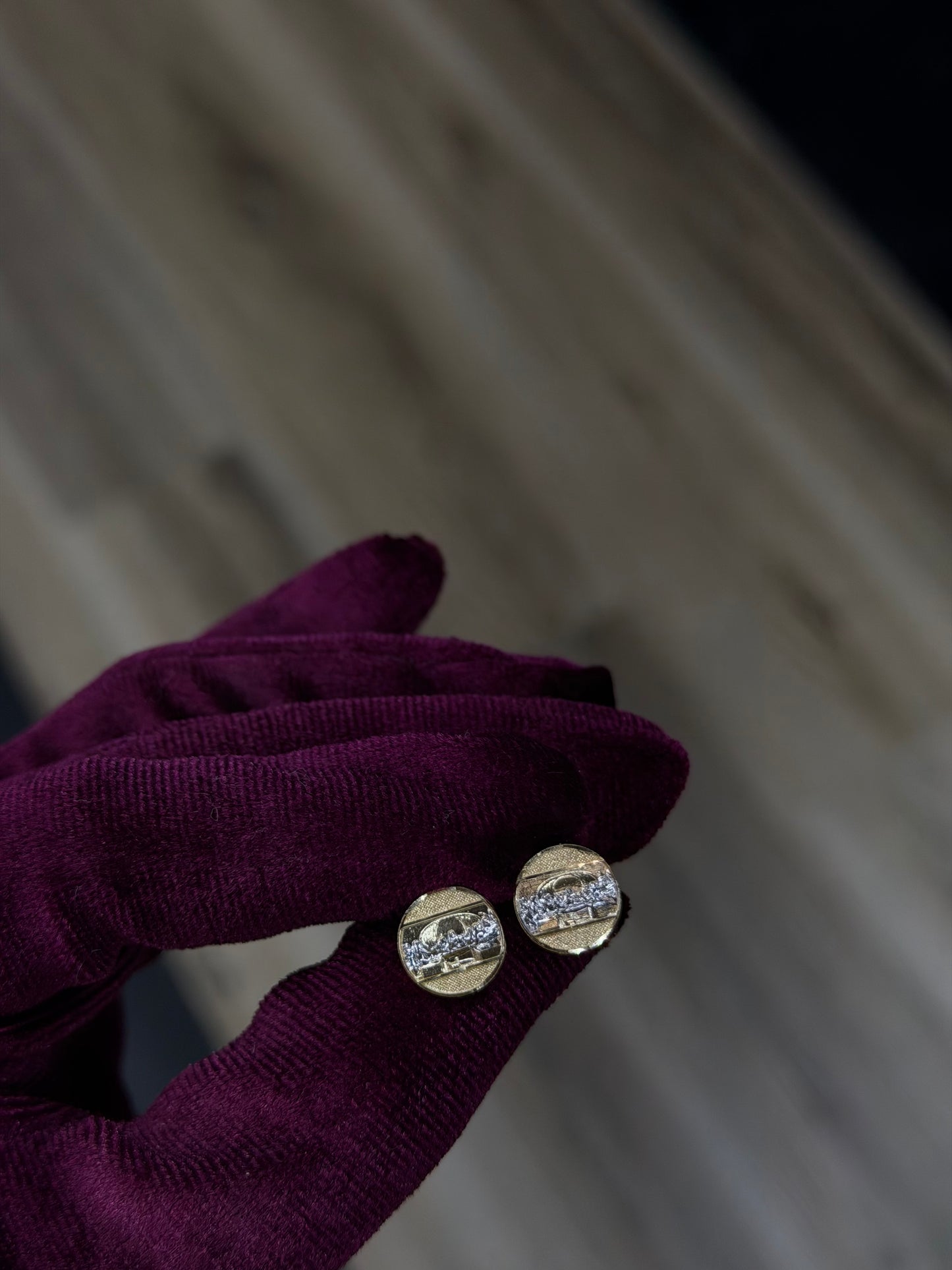 14K 10mm Round Two Tone Last Supper Earrings
