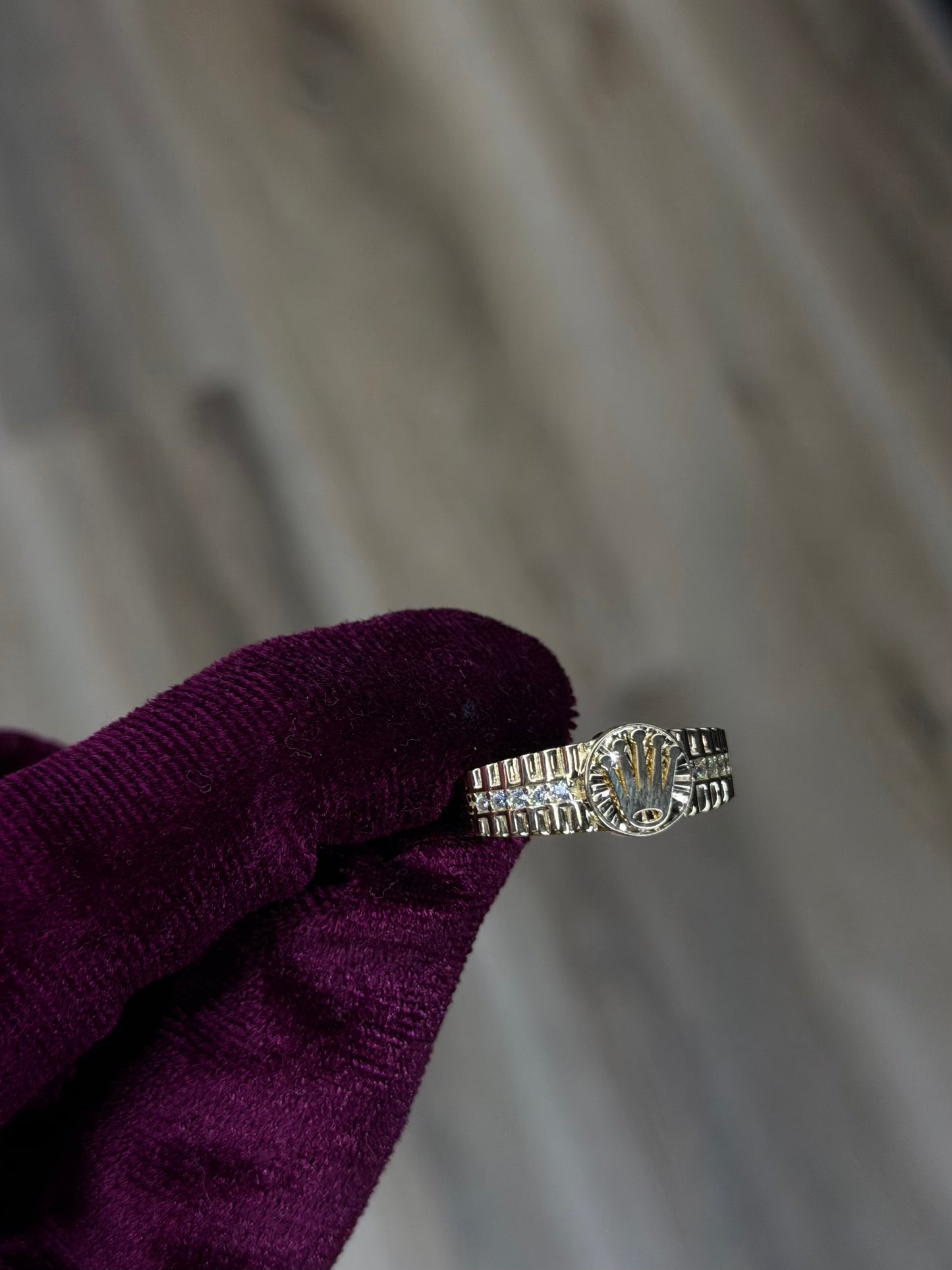 14K CZ Crown Band Men RIng