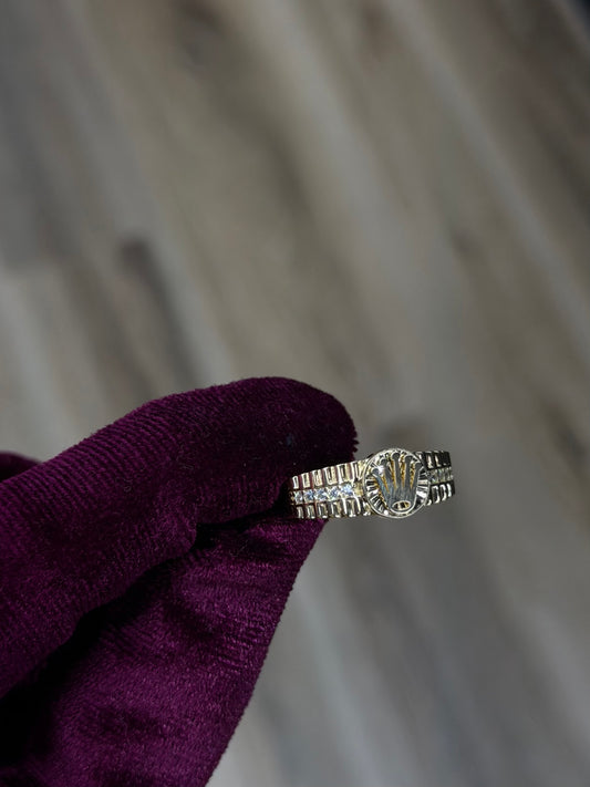 14K CZ Crown Band Men RIng