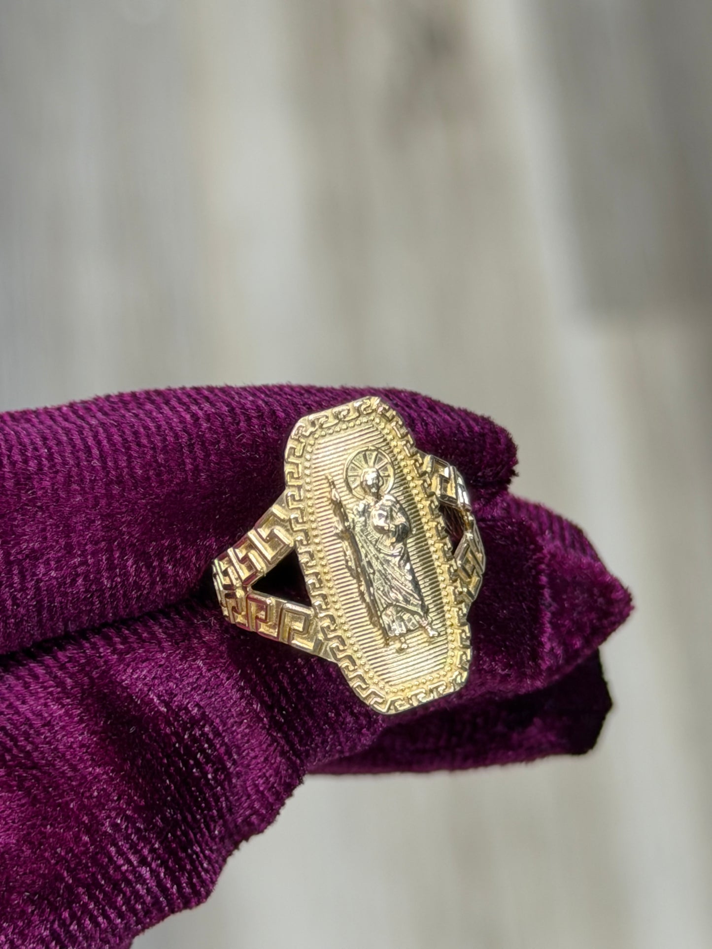 14K Rounded Rectangle San Judas Women Ring