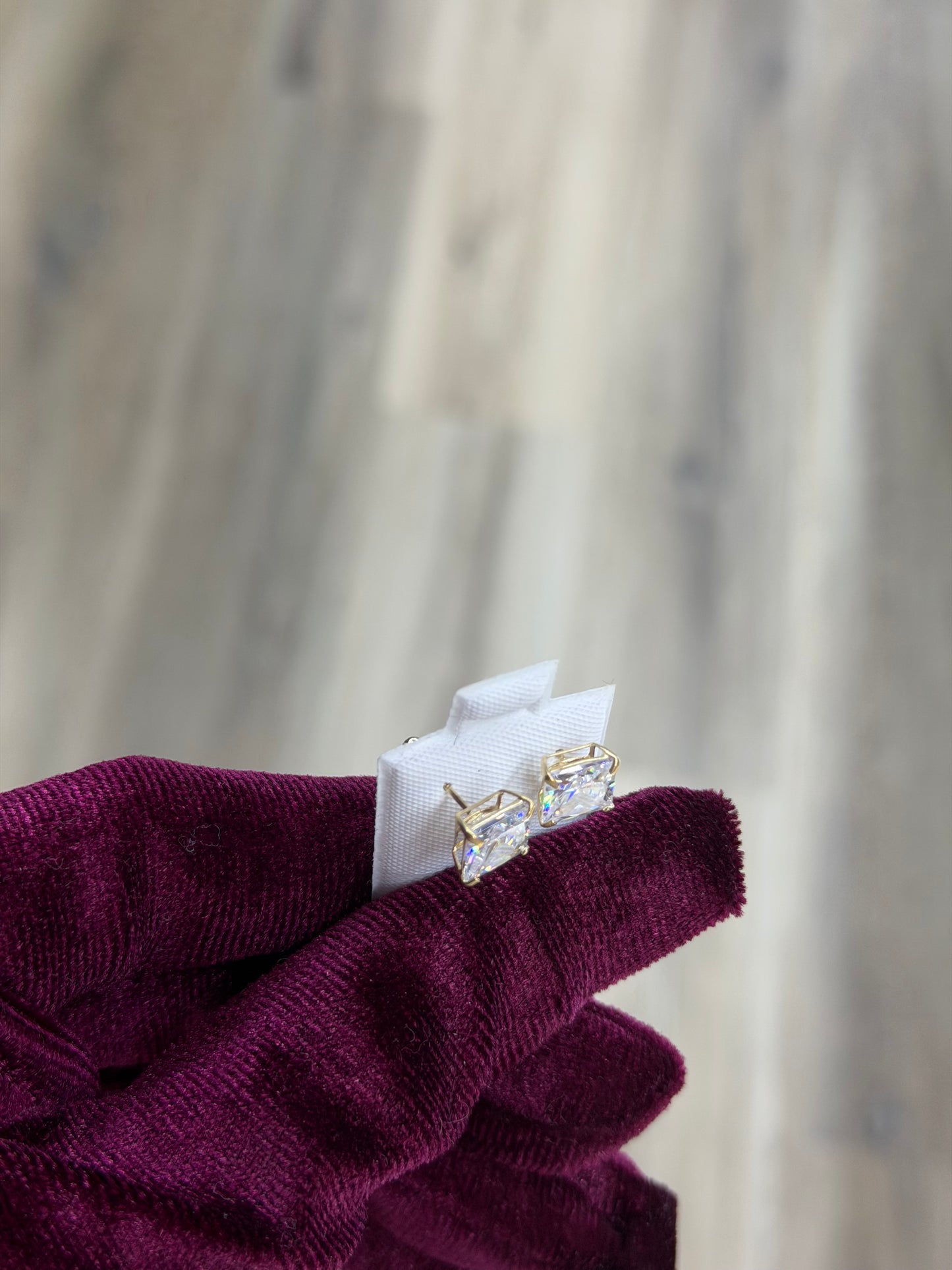 14k 7mm Square CZ Earrings