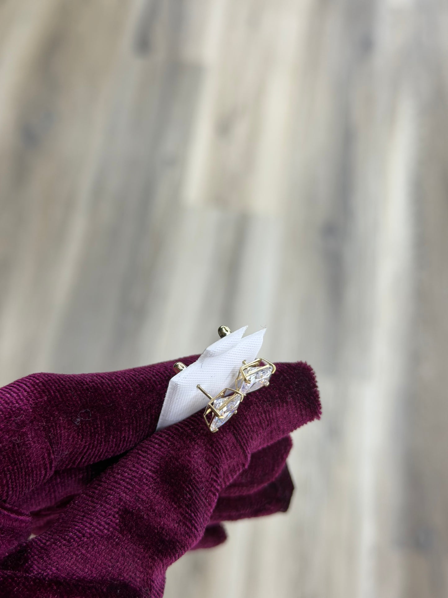 14k 7mm Square CZ Earrings