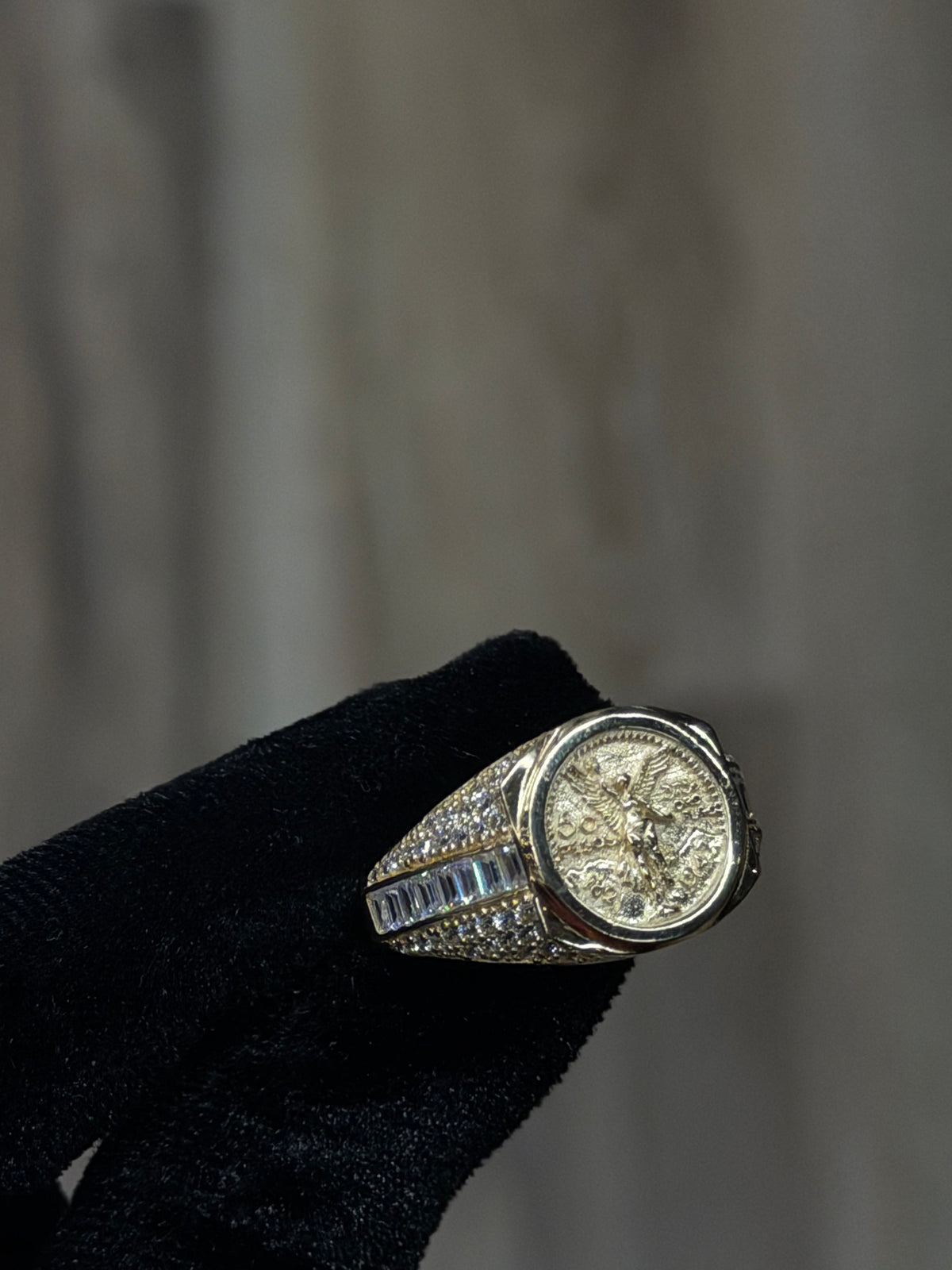 14K Baguette CZ Centenario Men Ring