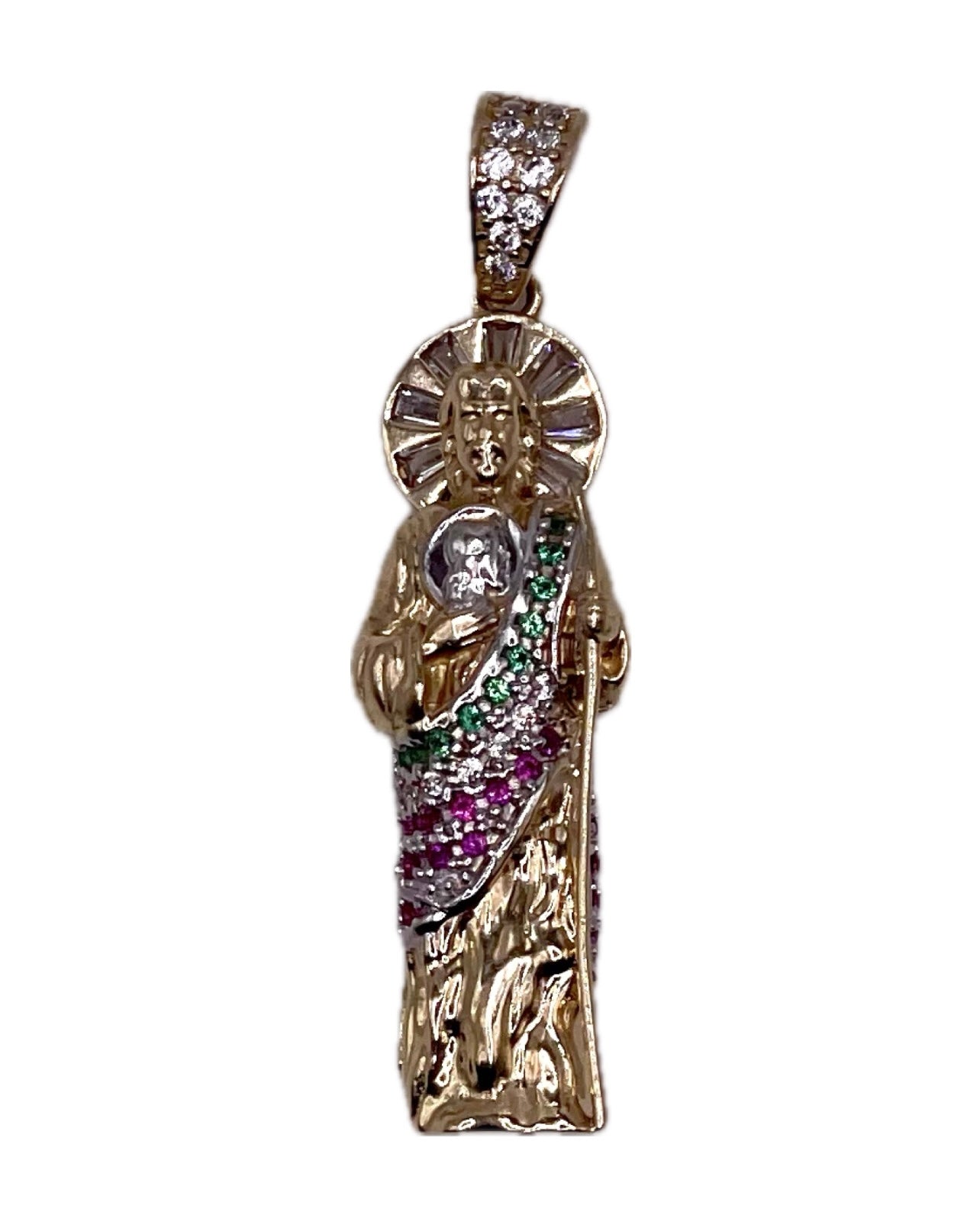 14K CZ 3D San Judas Pendant