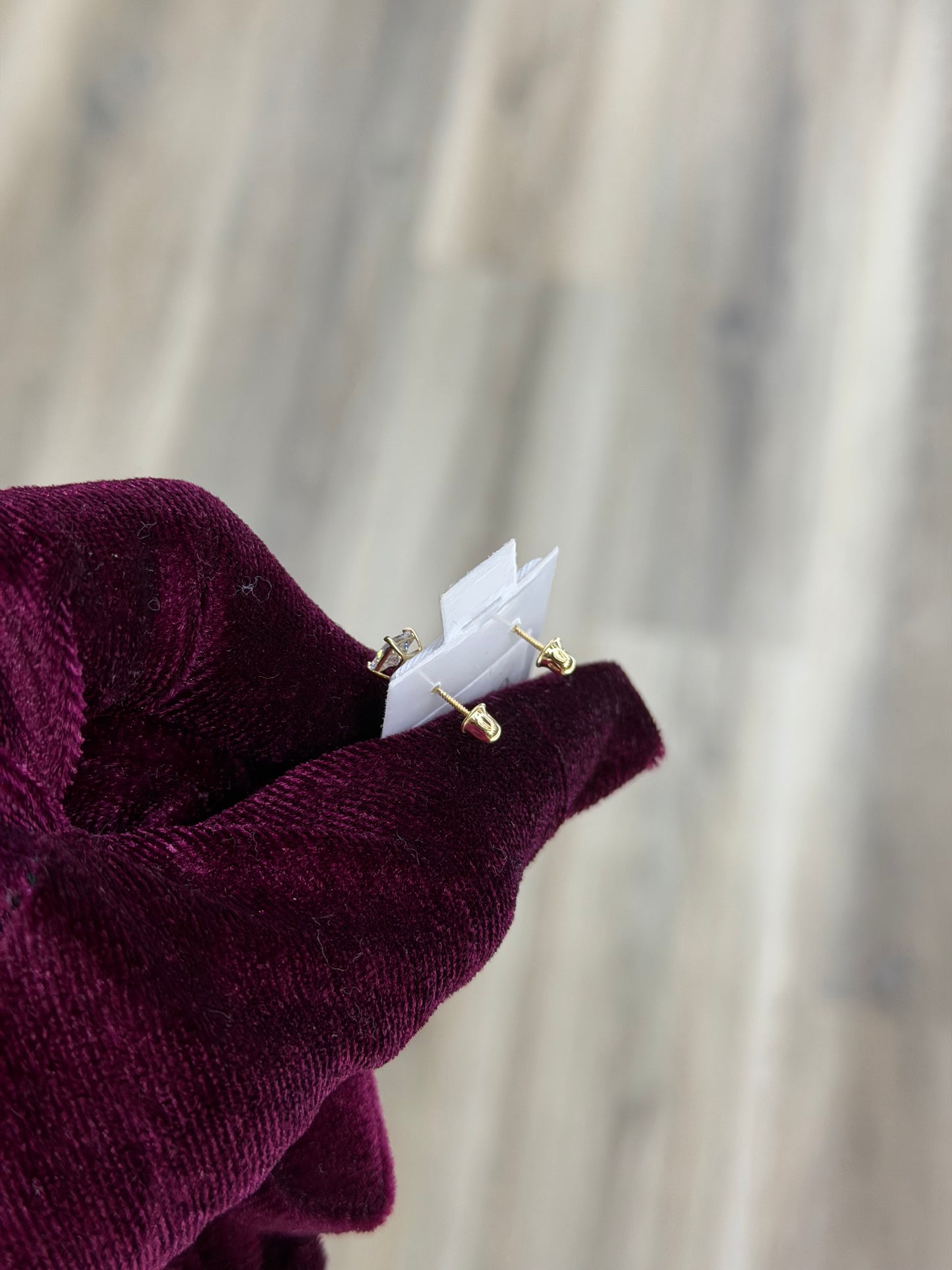 14k 5mm Square CZ Earrings