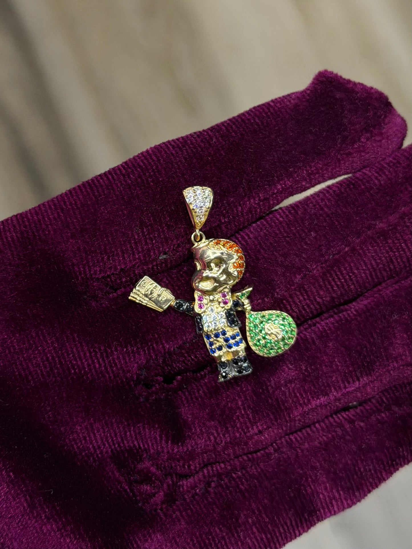 14K Multicolor CZ Richie Rich Pendant
